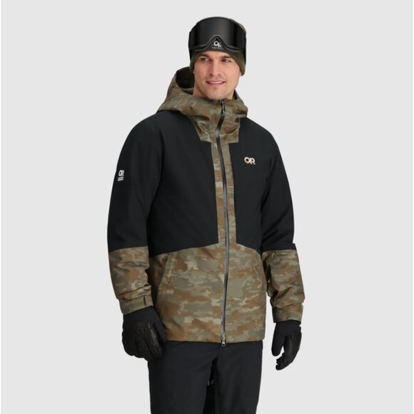 Outdoor Research Mens Snowcrew Jacket Full Zip Ranger Green Camo Black Size XL - Picture 1 of 7